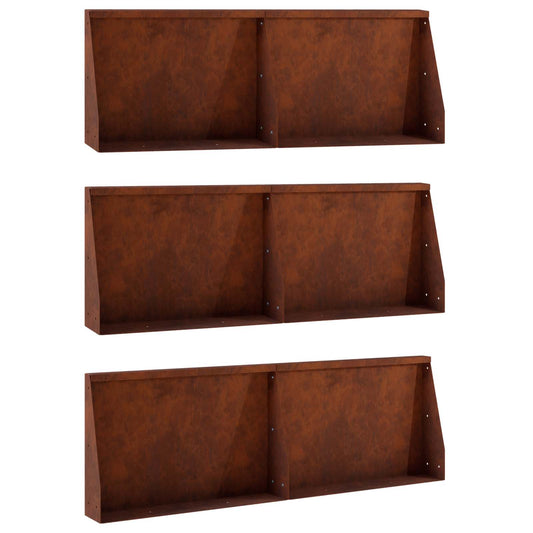 Retaining Wall 6 pcs 60 x 12 x 30 cm Weathering Steel Rusty