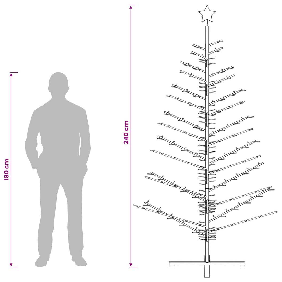 Wooden Christmas Tree KOTKA 240 cm Bamboo and Solid Pine Wood