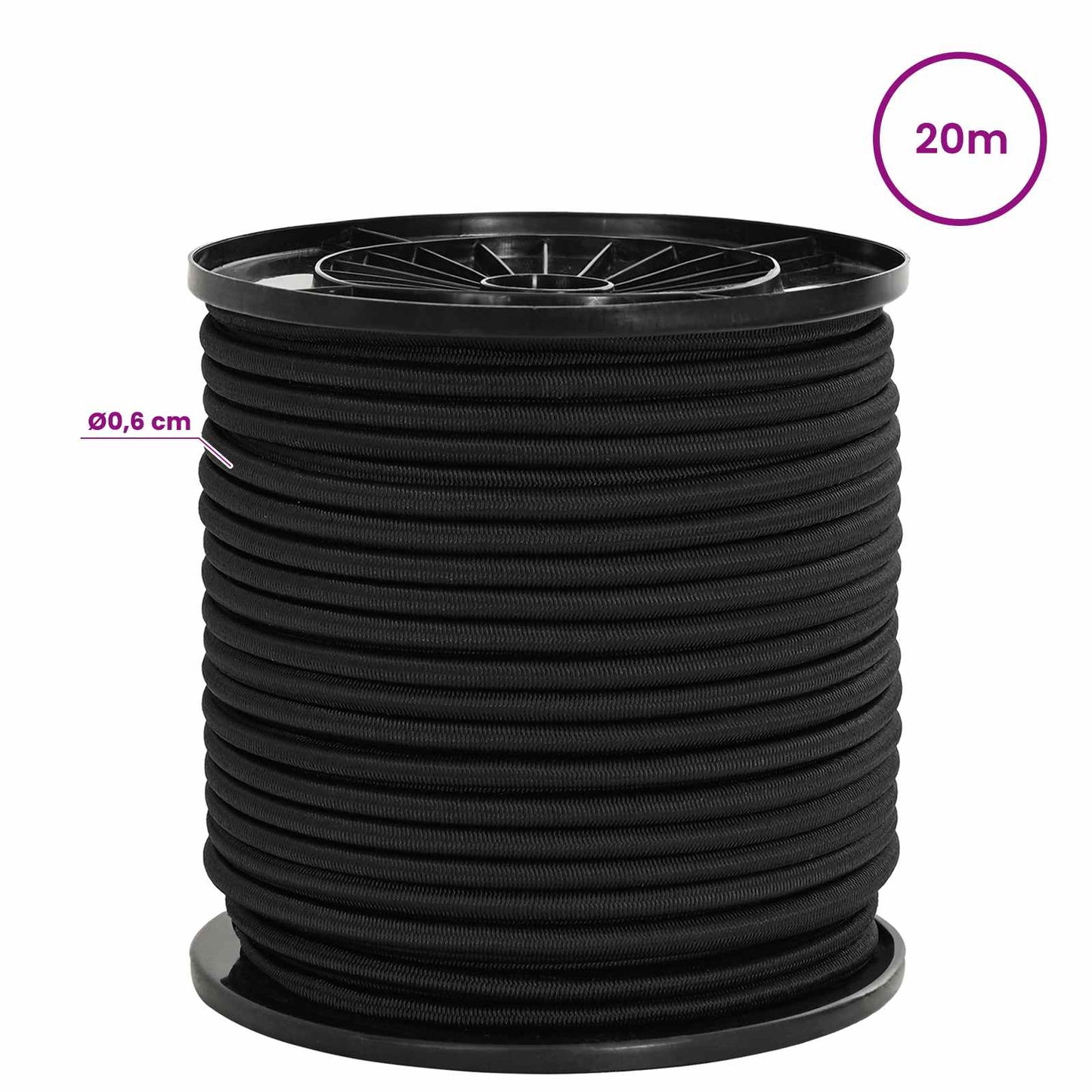 Bungee Cords 6 mm Black PP and Rubber