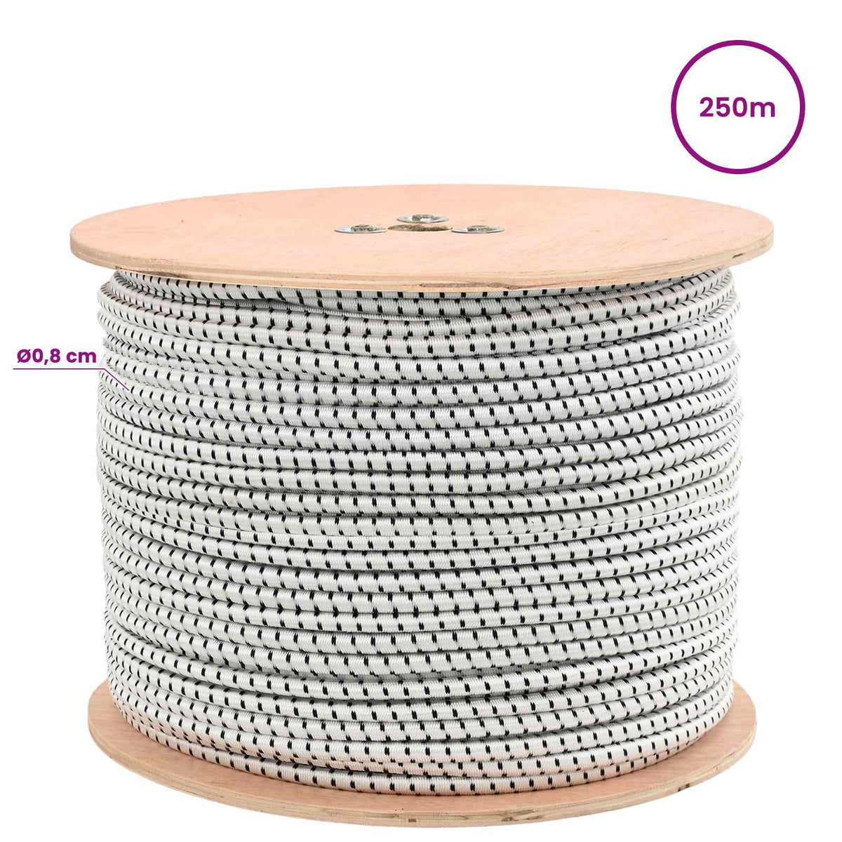 Bungee Cords 8 mm Black and White PP and Rubber