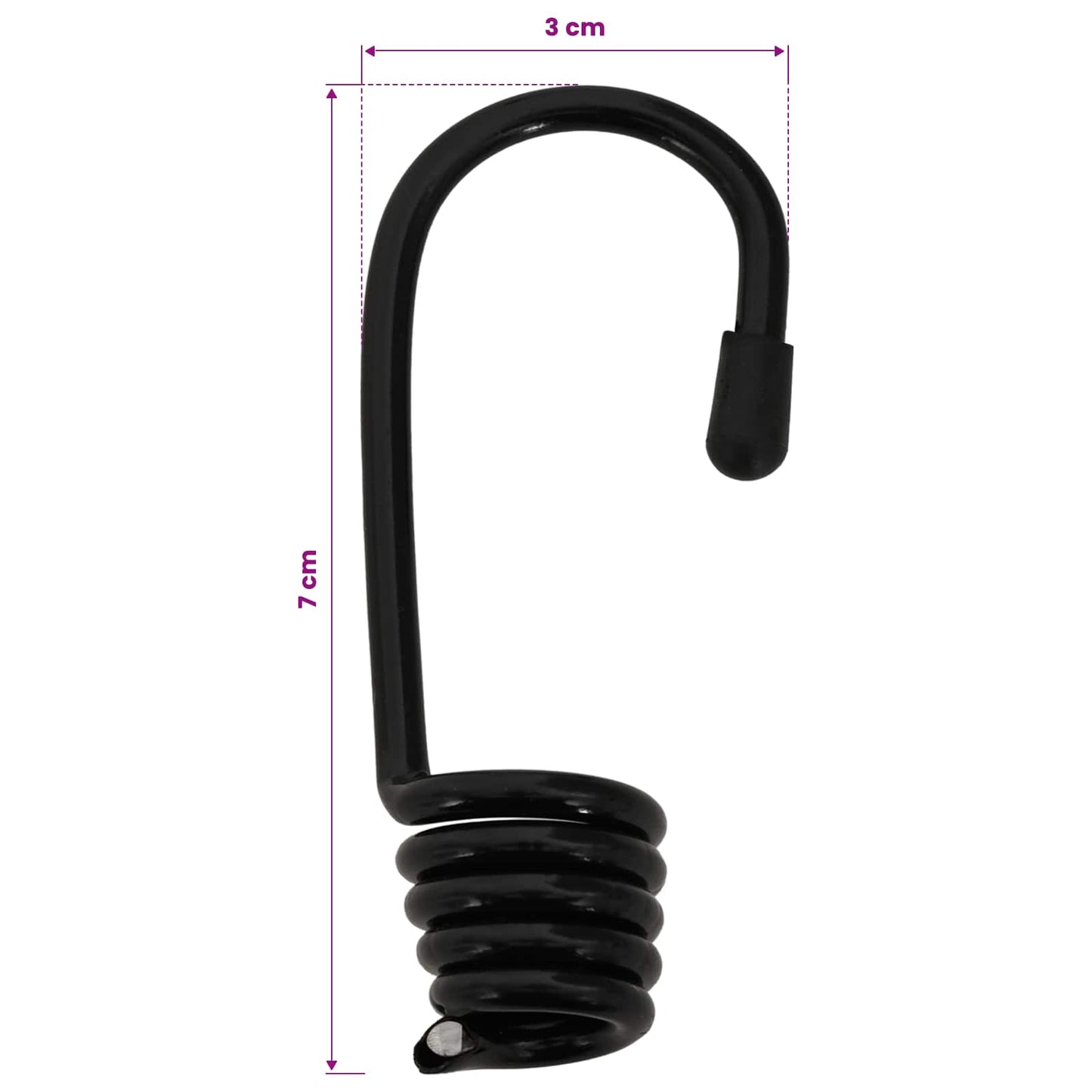 Bungee Cords with Hooks 4 mm Black and White PP and Rubber