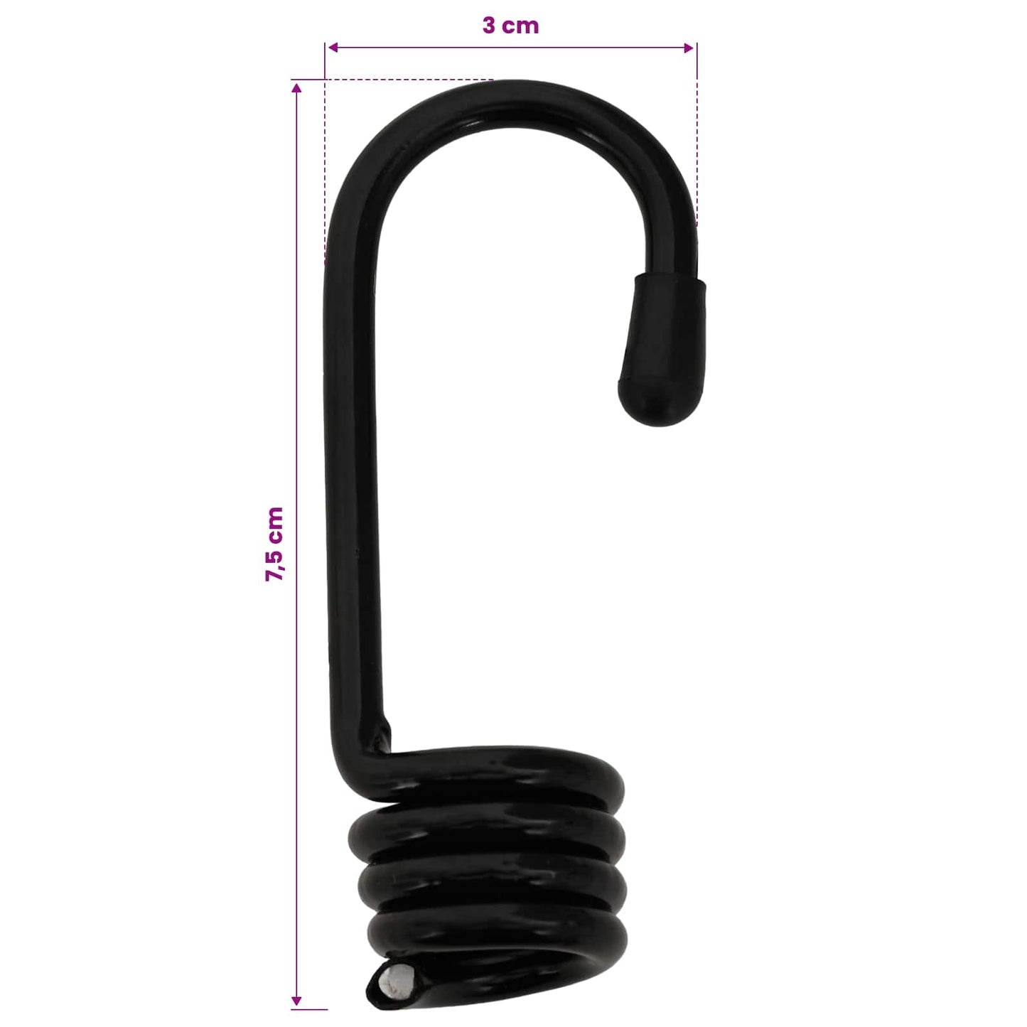 Bungee Cords with Hooks 10 mm Black and White PP and Rubber