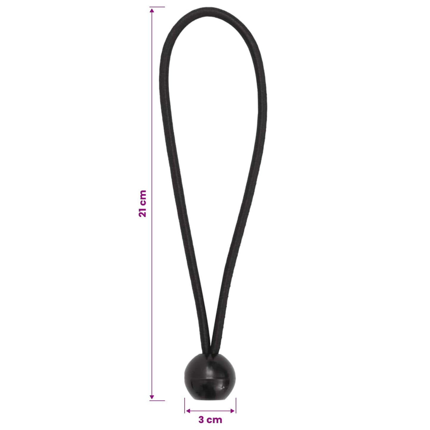 Bungee Cords with Balls 100 pcs Black 4 mm x 22 cm