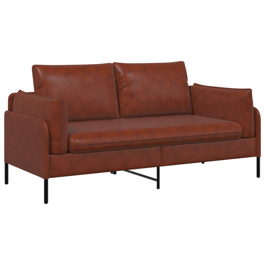 2-Seater Sofa Shiny Brown 188 x 81 x 89 cm Faux Leather