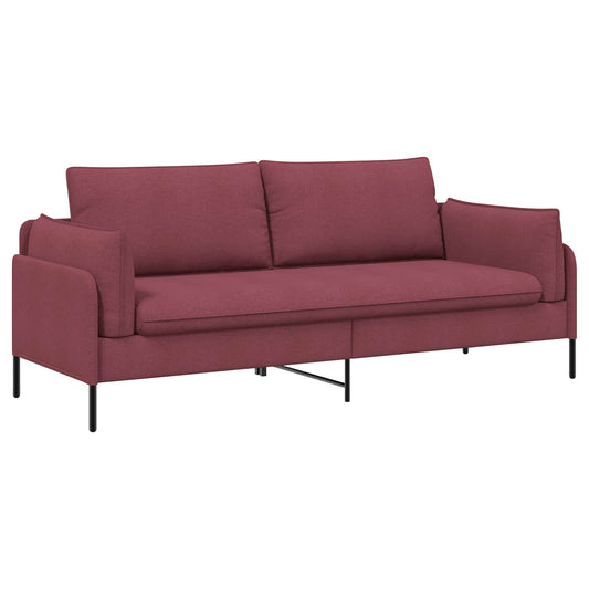 3-Seater Sofa Wine Red 222 x 81 x 89 cm Fabric