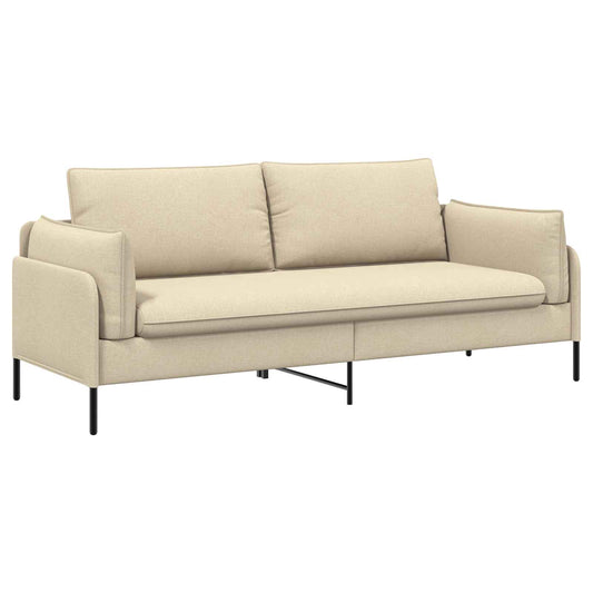 3-Seater Sofa Cream 222 x 81 x 89 cm Fabric