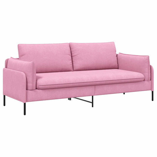 3-Seater Sofa Pink 222 x 81 x 89 cm Fabric