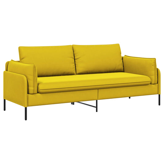 3-Seater Sofa 3-Seater Yellow 222 x 81 x 89 cm Velvet