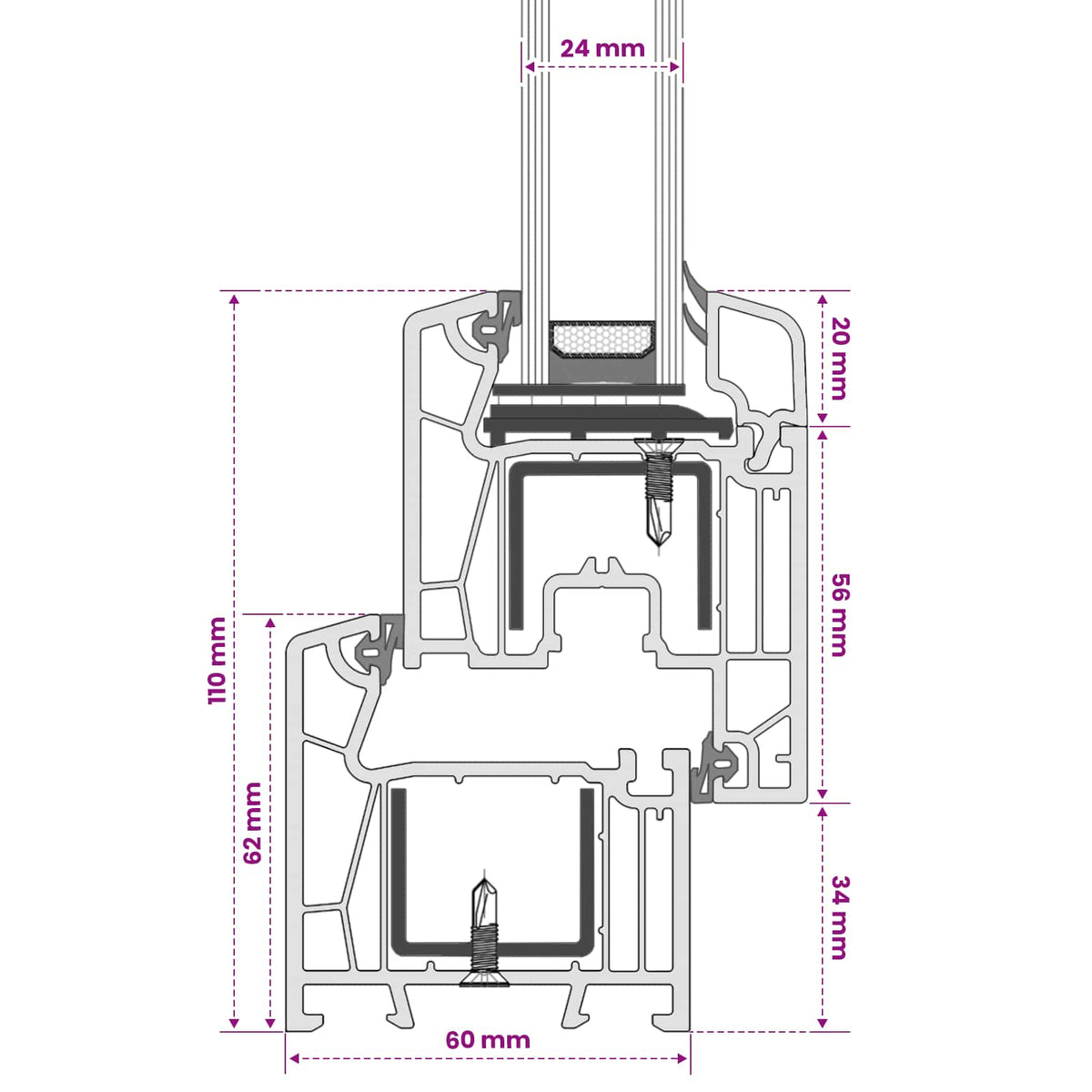 Basement Window Internal Colour White RISOR 50 x 45 cm