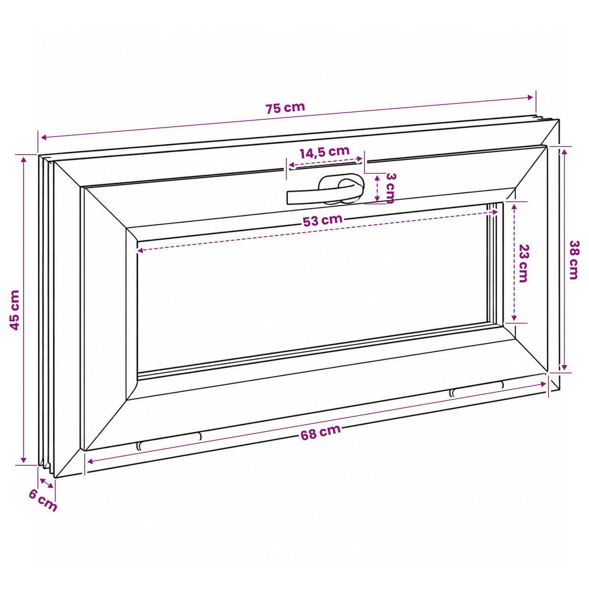 Basement Window Internal Colour White RISOR 75 x 45 cm