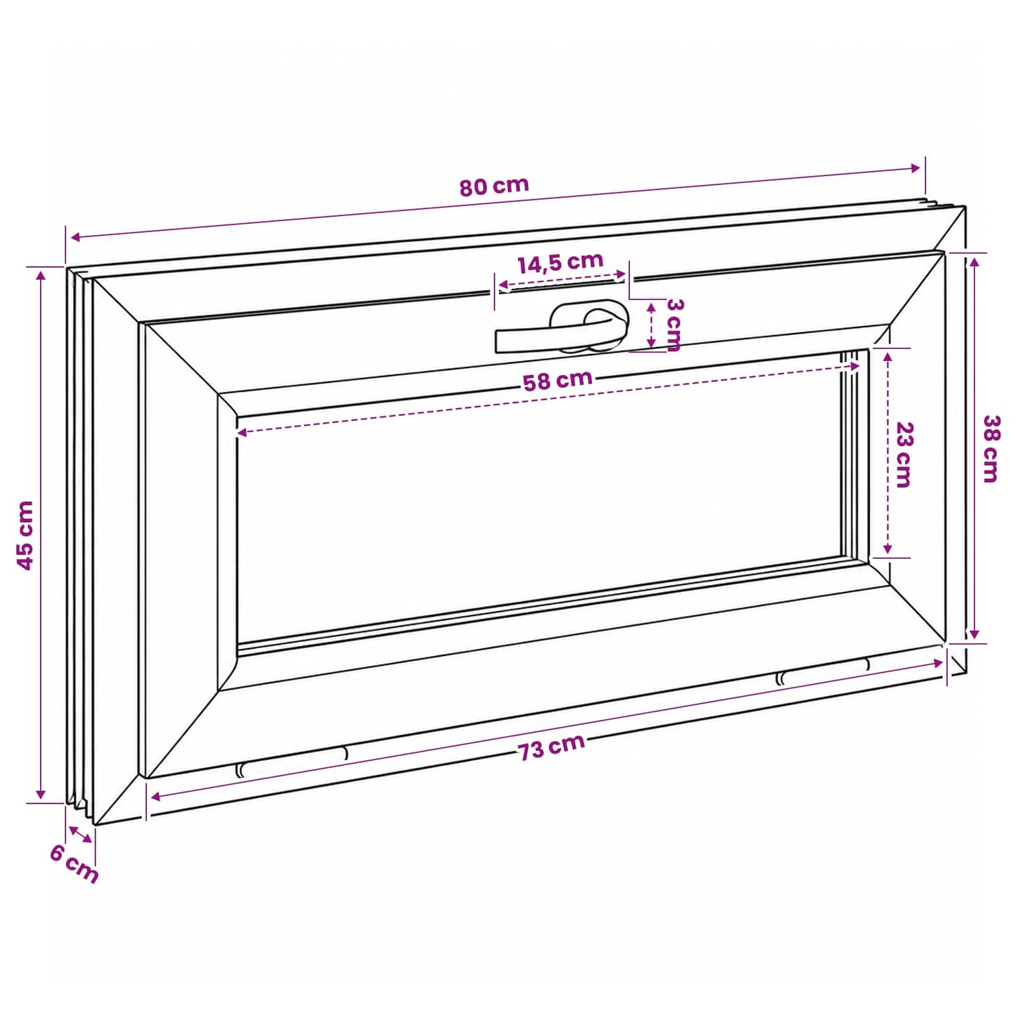 Basement Window Internal Colour White RISOR 80 x 45 cm