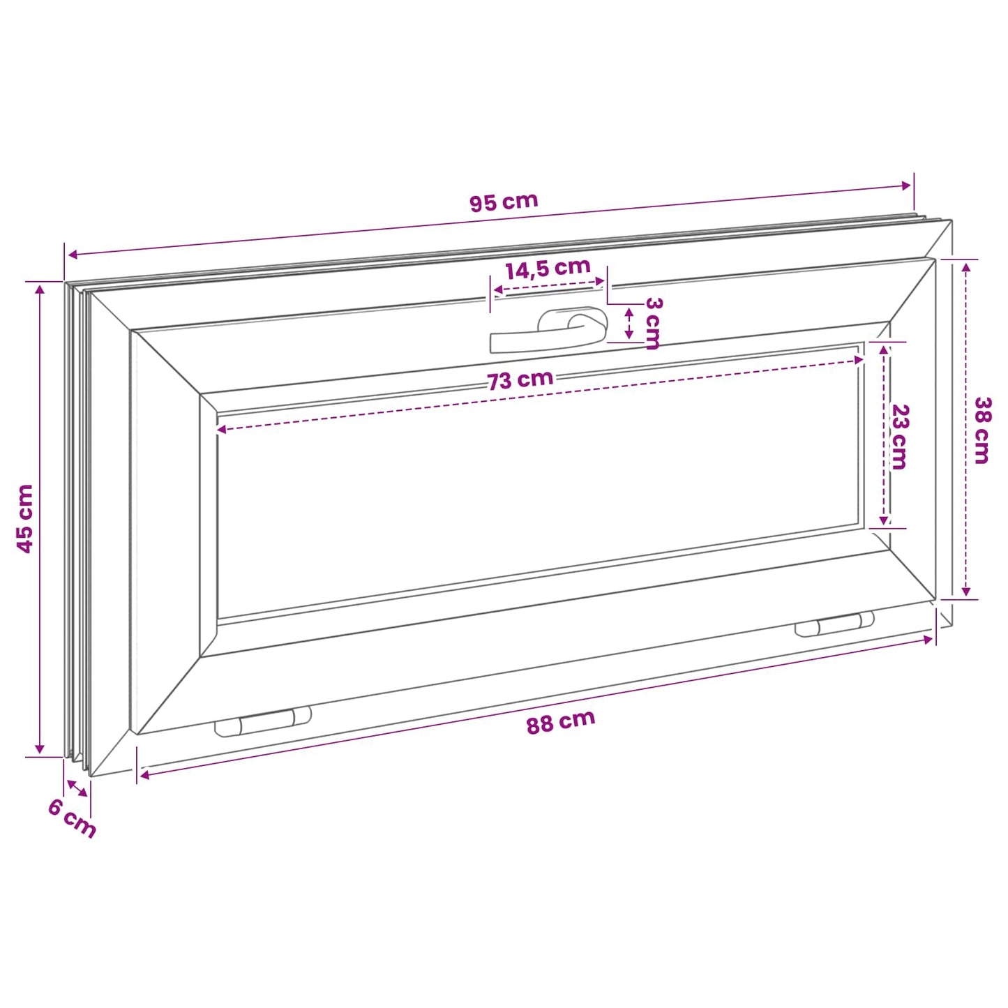 Tilt Basement Window RISOR 95 x 45 cm PVC and Clear Plain Glass