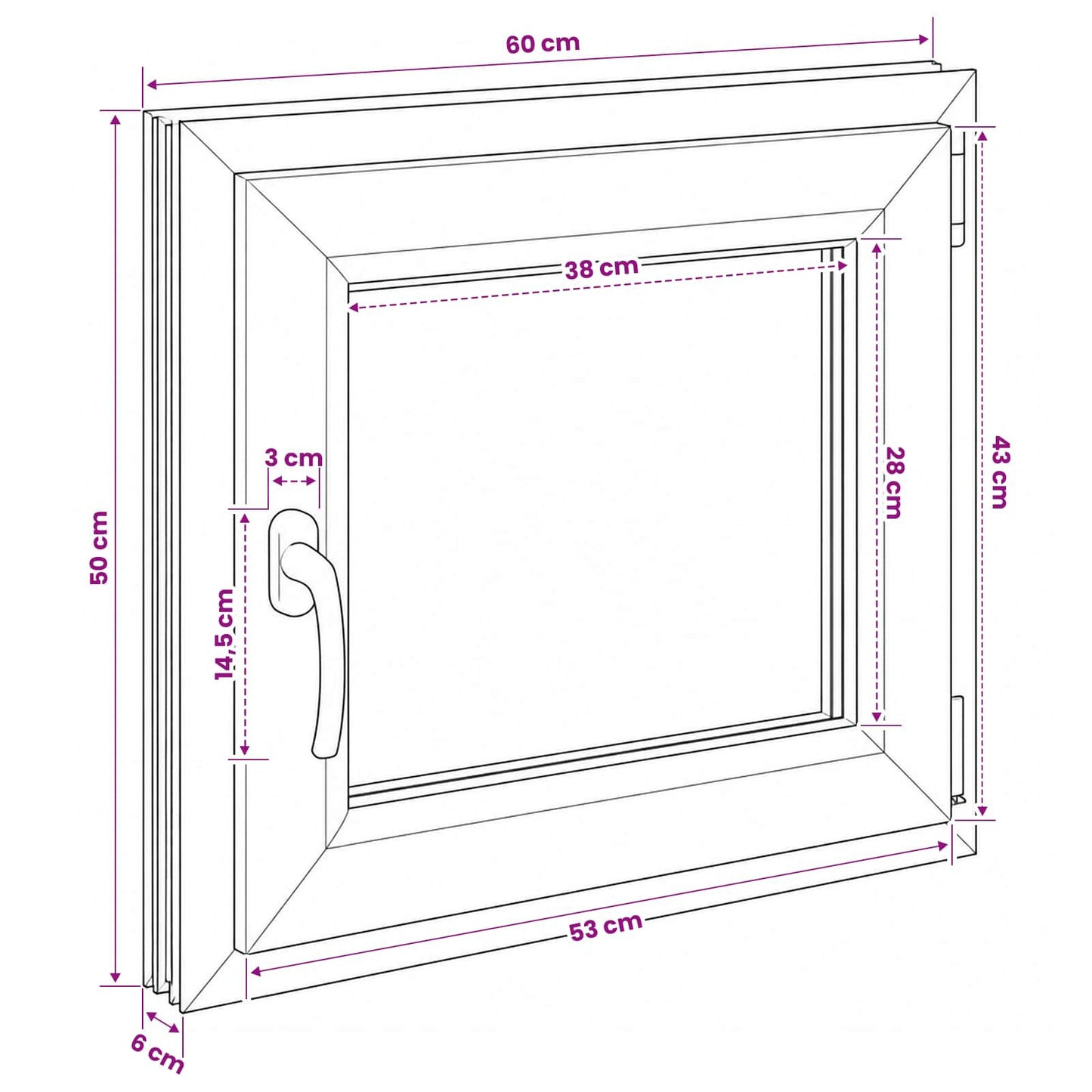 Basement Window RISOR 60 x 50 cm PVC and Glass