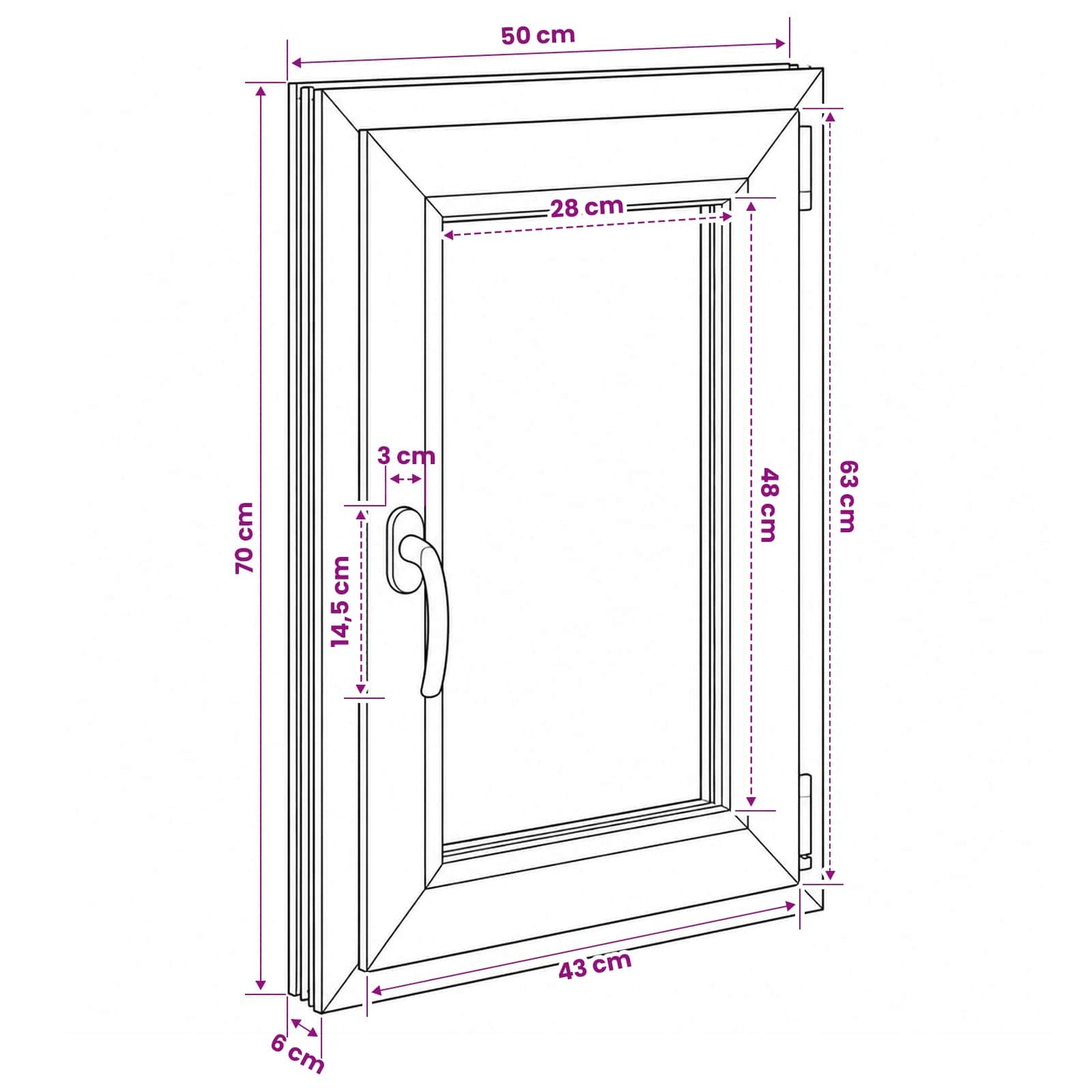 Basement Window RISOR 50 x 70 cm PVC and Glass