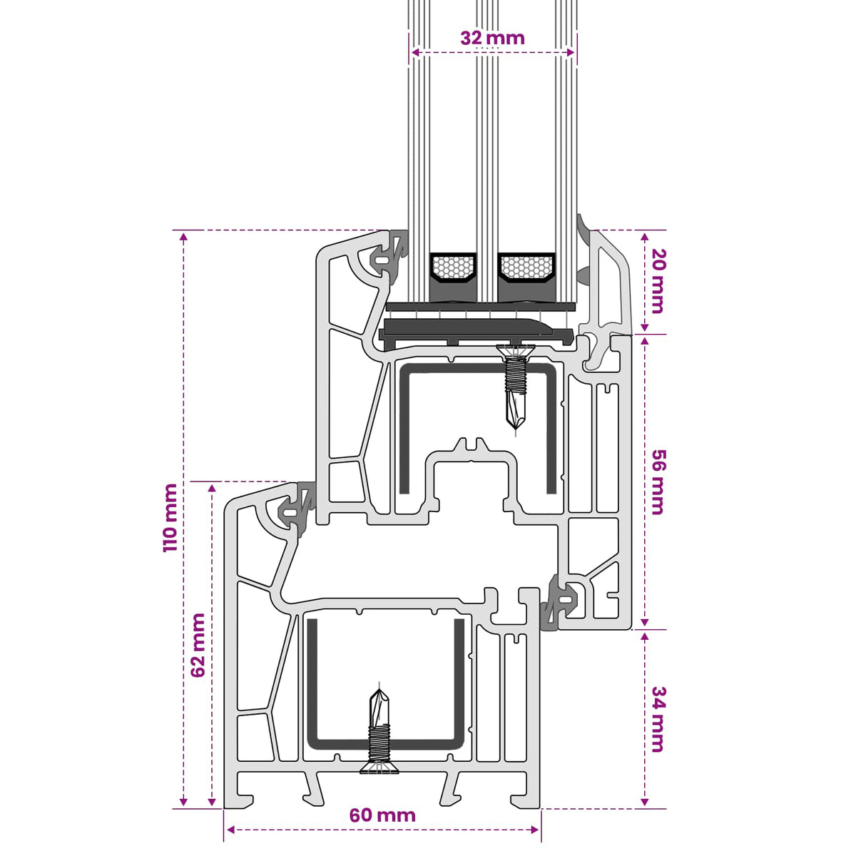 Basement Window Internal Colour White RISOR 40 x 55 cm