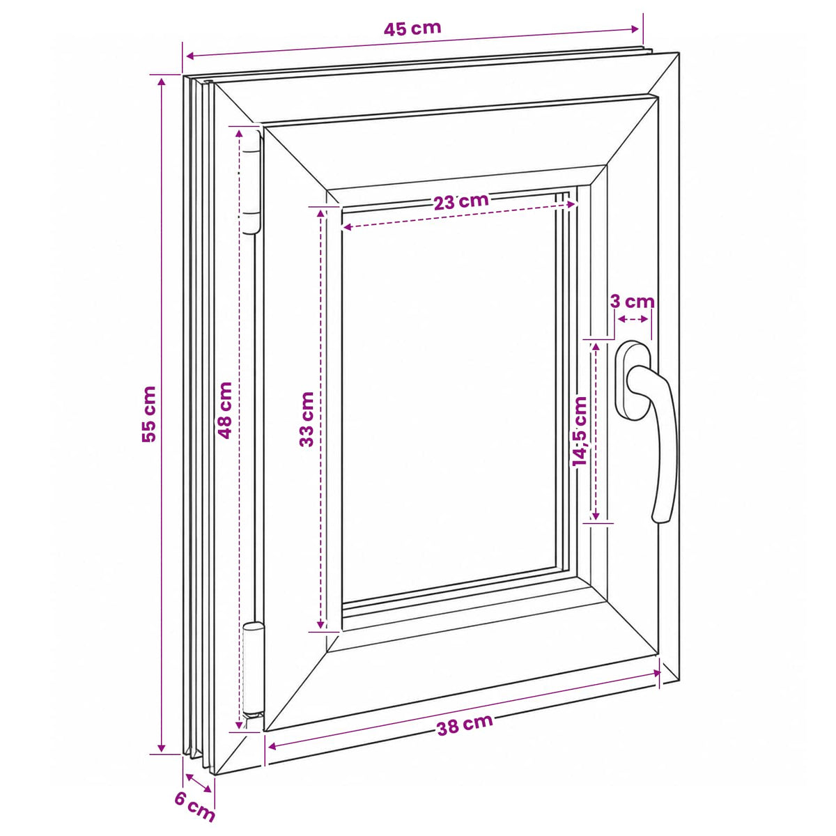 Basement Window Internal Colour White RISOR 45 x 55 cm