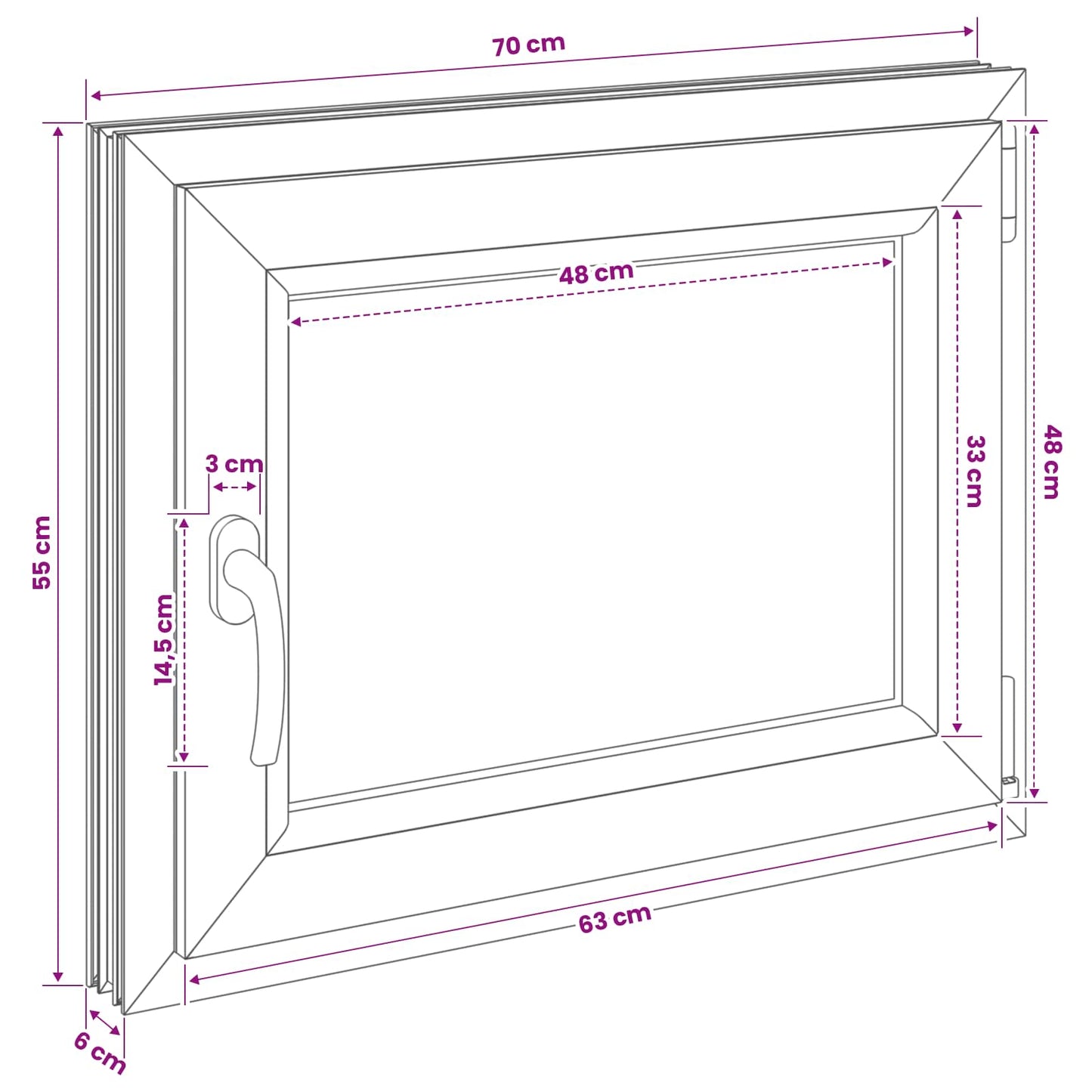 Basement Window RISOR 70 x 55 cm PVC and Glass