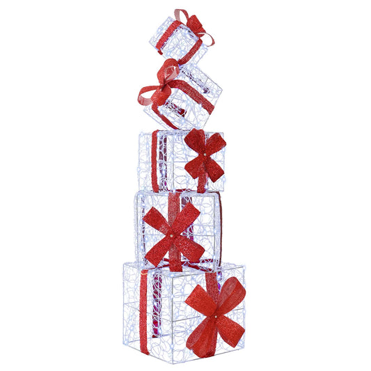 Gift Box Christmas Decoration 5 pcs 125 LEDs Cold White