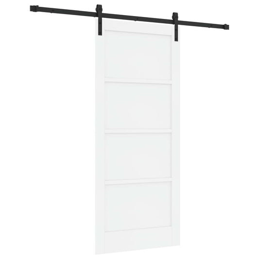 Sliding Door 86 x 198.5 cm Engineered Wood White and Black