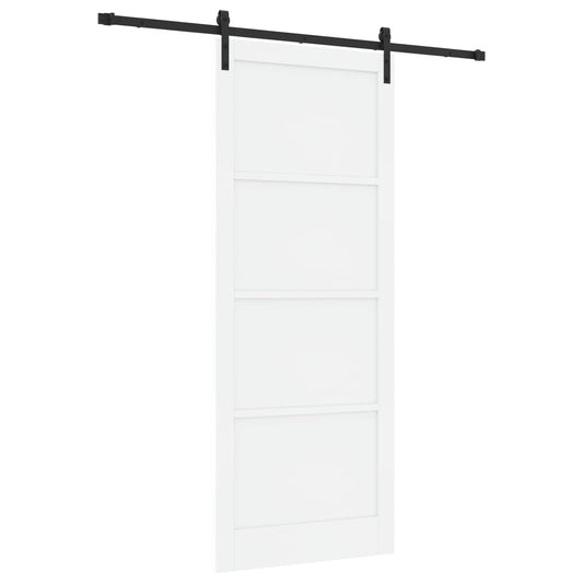 Sliding Door 93 x 232 cm Engineered Wood White and Black