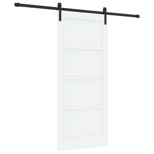 Sliding Door 86 x 198.5 cm Engineered Wood White and Black