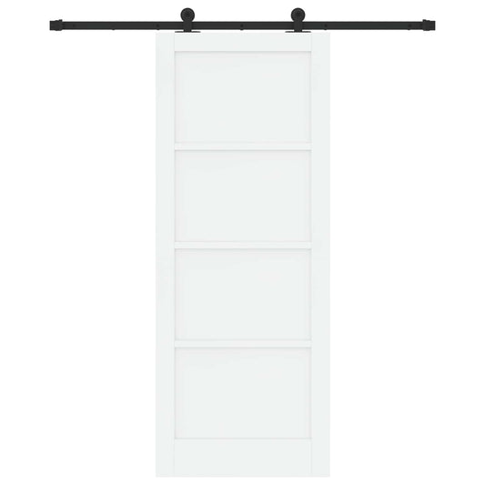Sliding Door 83 x 211 cm Engineered Wood White and Black