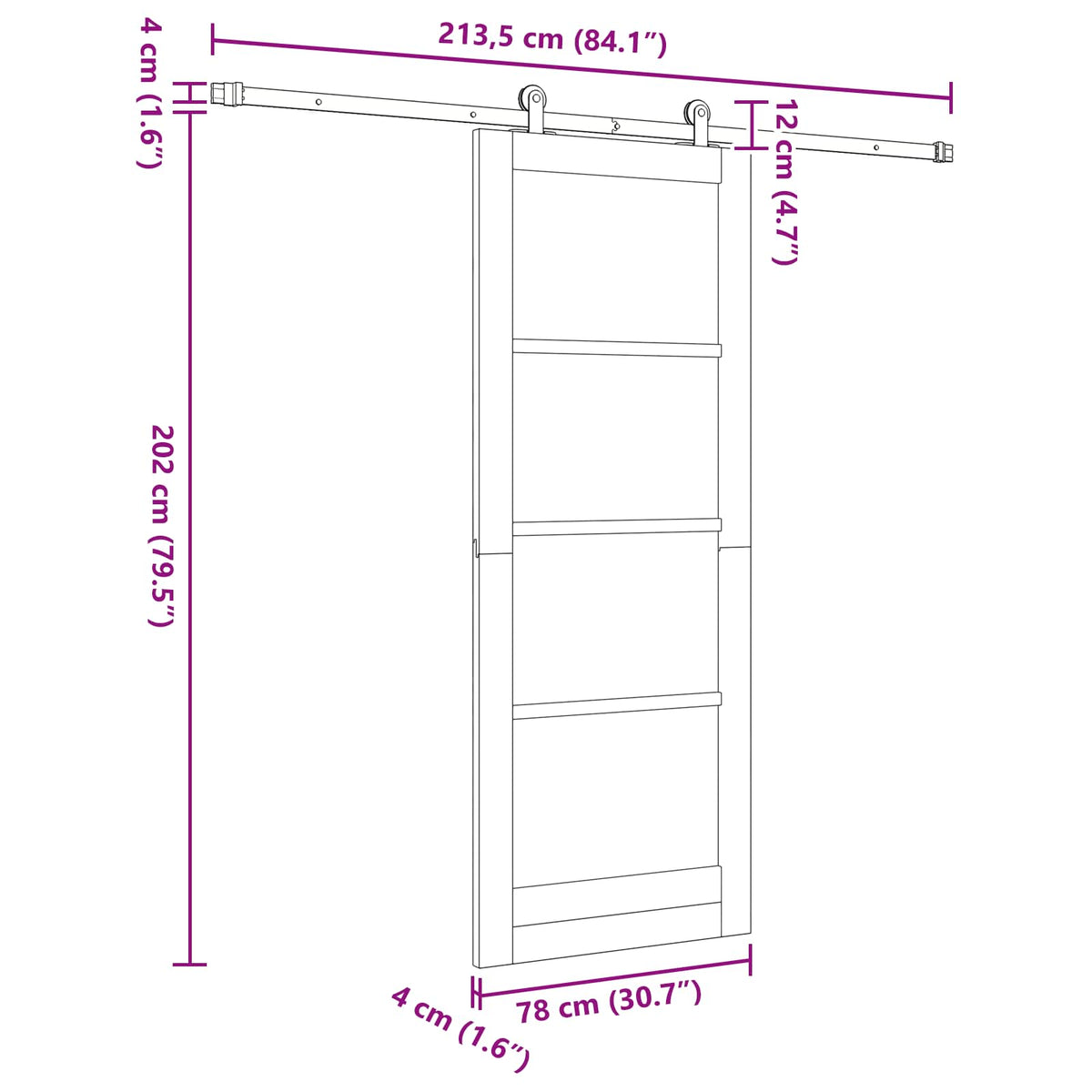 Sliding Door ORKDAL 78 x 202 cm Engineered Wood White and Black