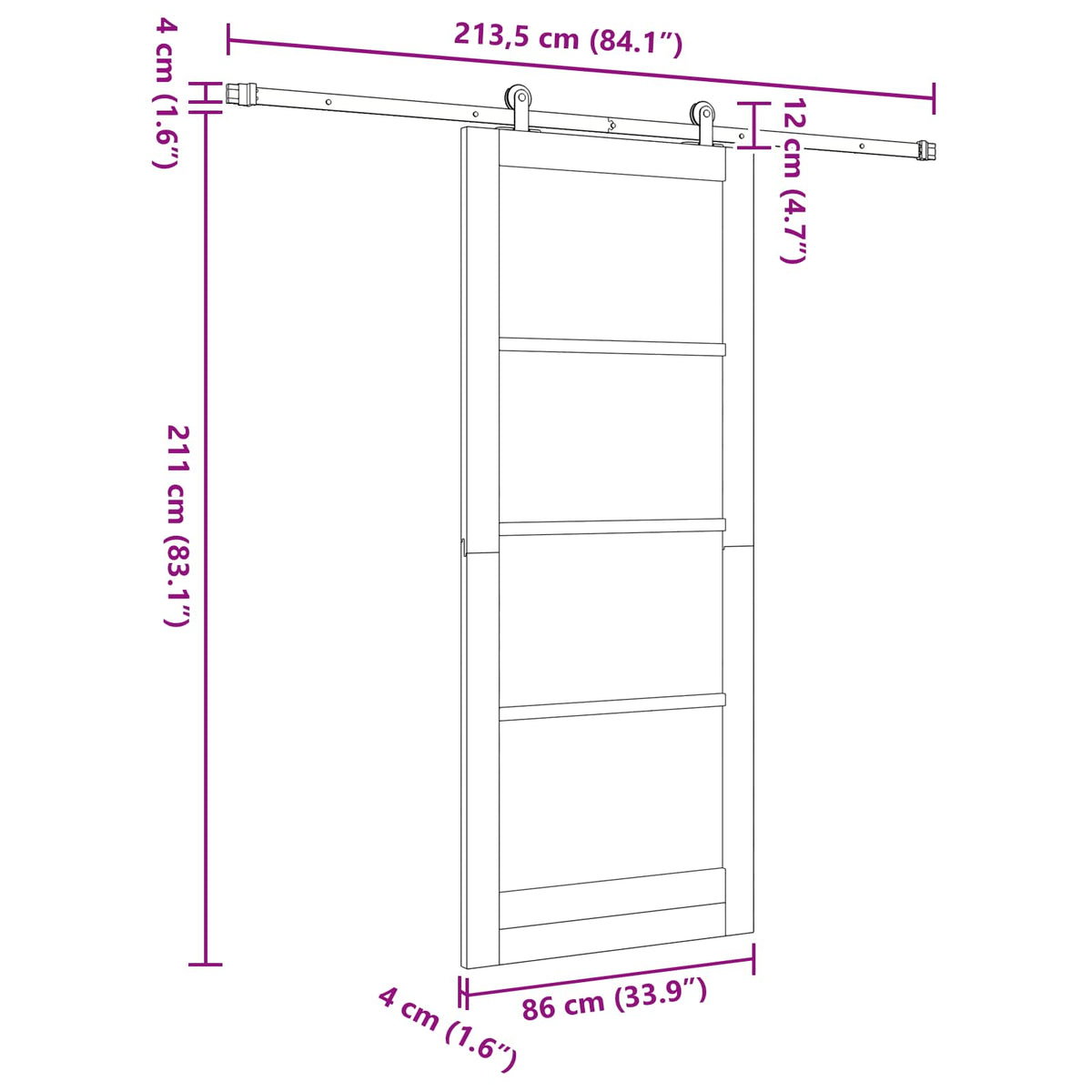 Sliding Door ORKDAL 86 x 211 cm Engineered Wood White and Black