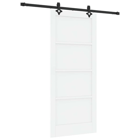 Sliding Door 86 x 198.5 cm Engineered Wood White and Black