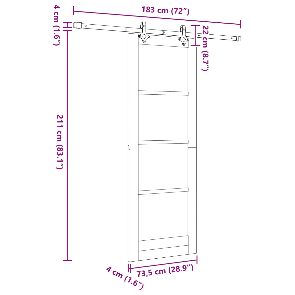 Sliding Door 73.5 x 211 cm Engineered Wood White