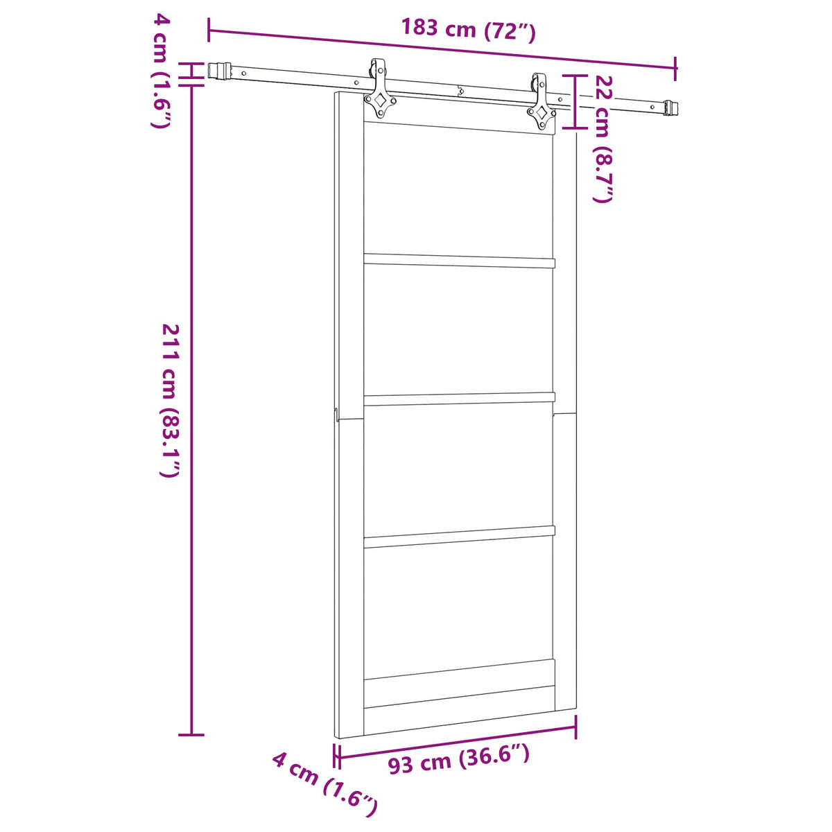 Sliding Door 93 x 211 cm Engineered Wood White