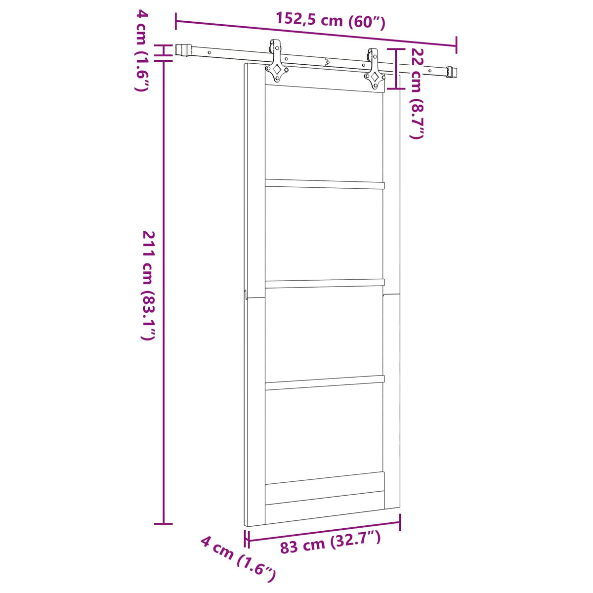 Sliding Door ORKDAL 83 x 211 cm Engineered Wood White and Black
