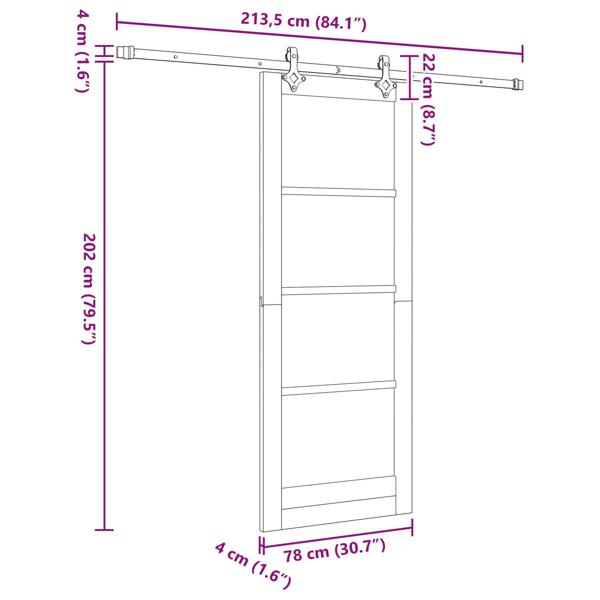Sliding Door ORKDAL 78 x 202 cm Engineered Wood White and Black