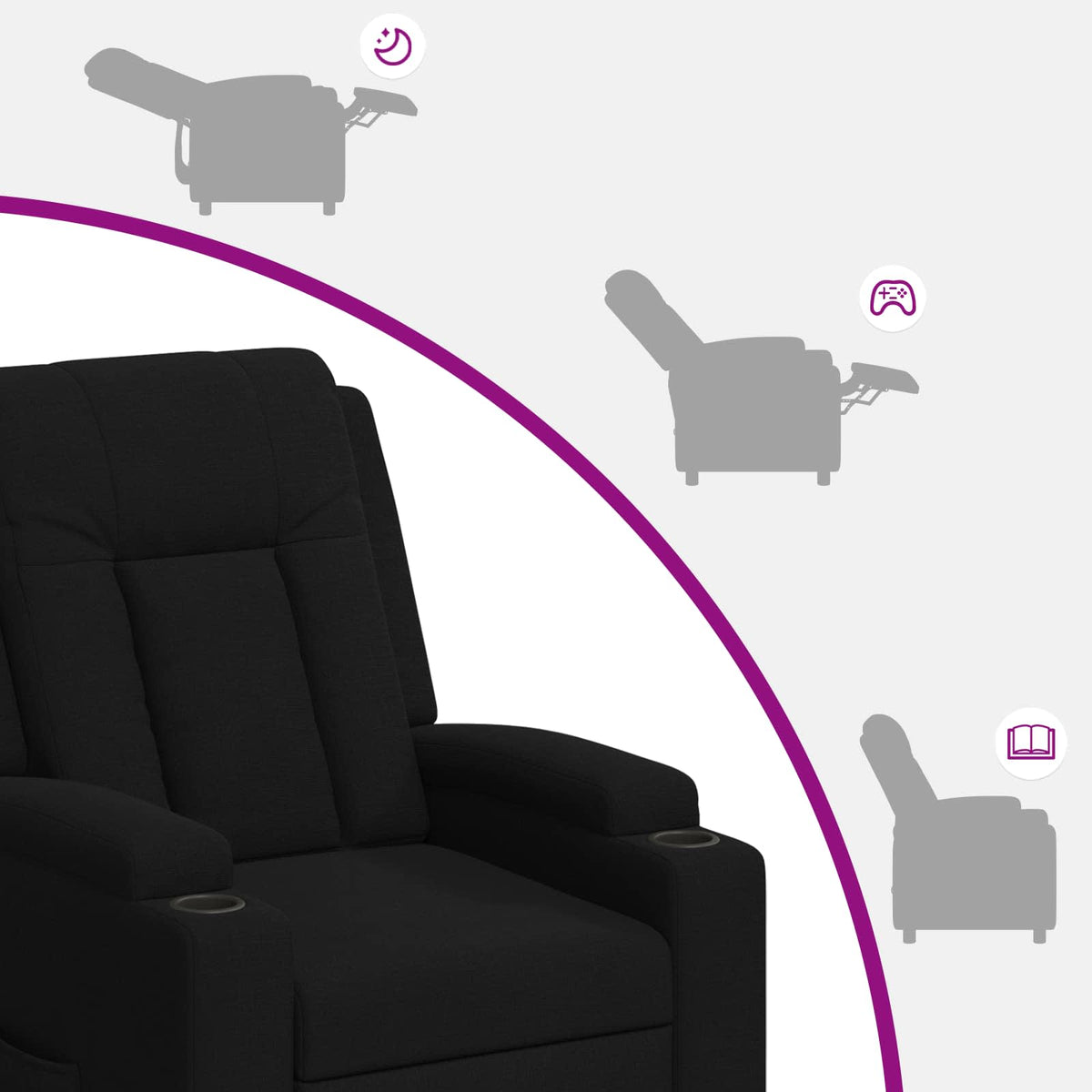 Recliner Massage Chair Black 75 x 95 x 100 cm Fabric