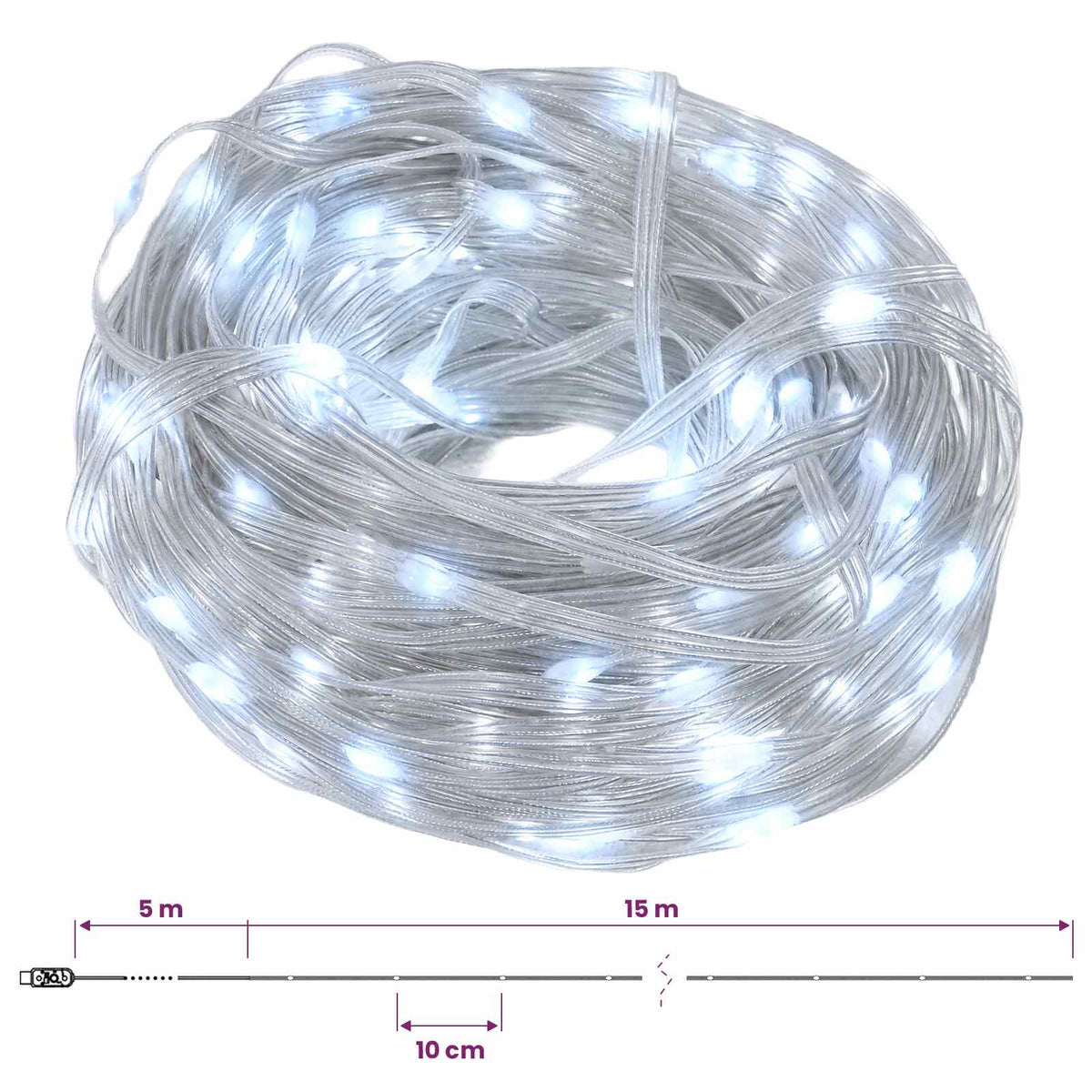 Rope Lights 150 LEDs Cold White 15 m
