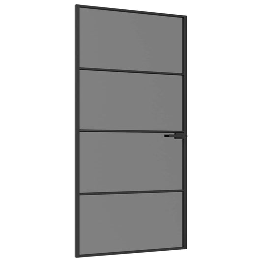 Interior Door 102.5 x 201.5 cm Tempered Glass and Aluminium