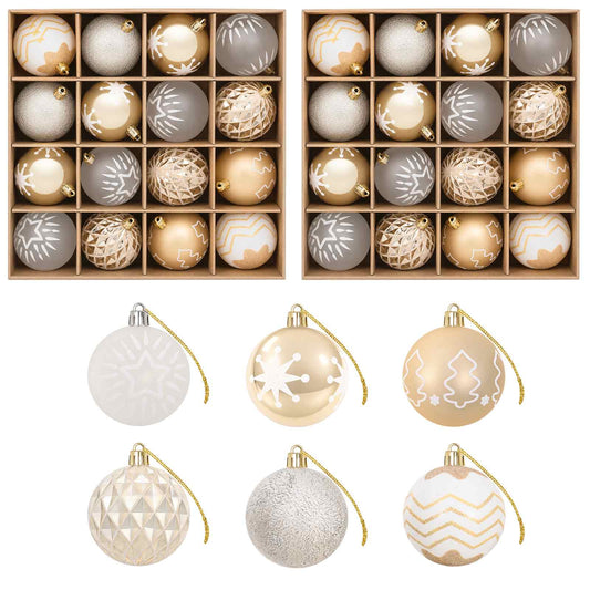 Christmas Ball Set 32 pcs Gold Transparent and White Ø 6 cm