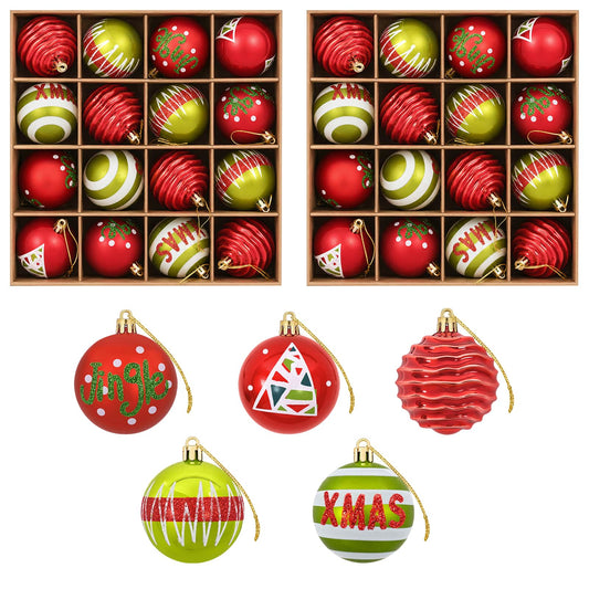 Christmas Ball Set 32 pcs Light Green and Red Ø 6 cm Plastic