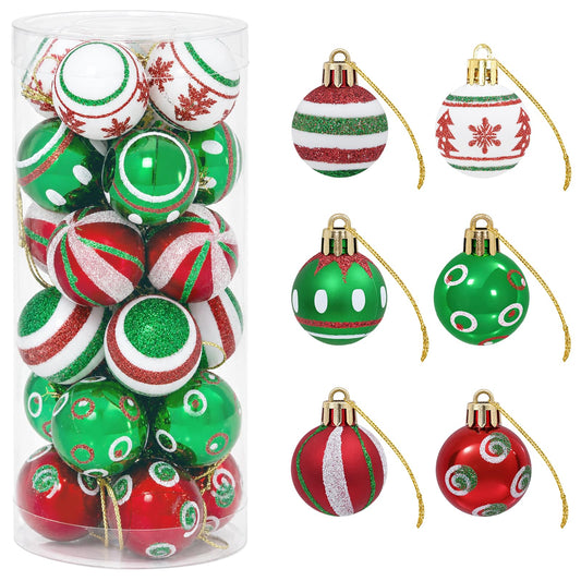 Christmas Ball Set 72 pcs Red, White and Green Ø 3 cm Plastic