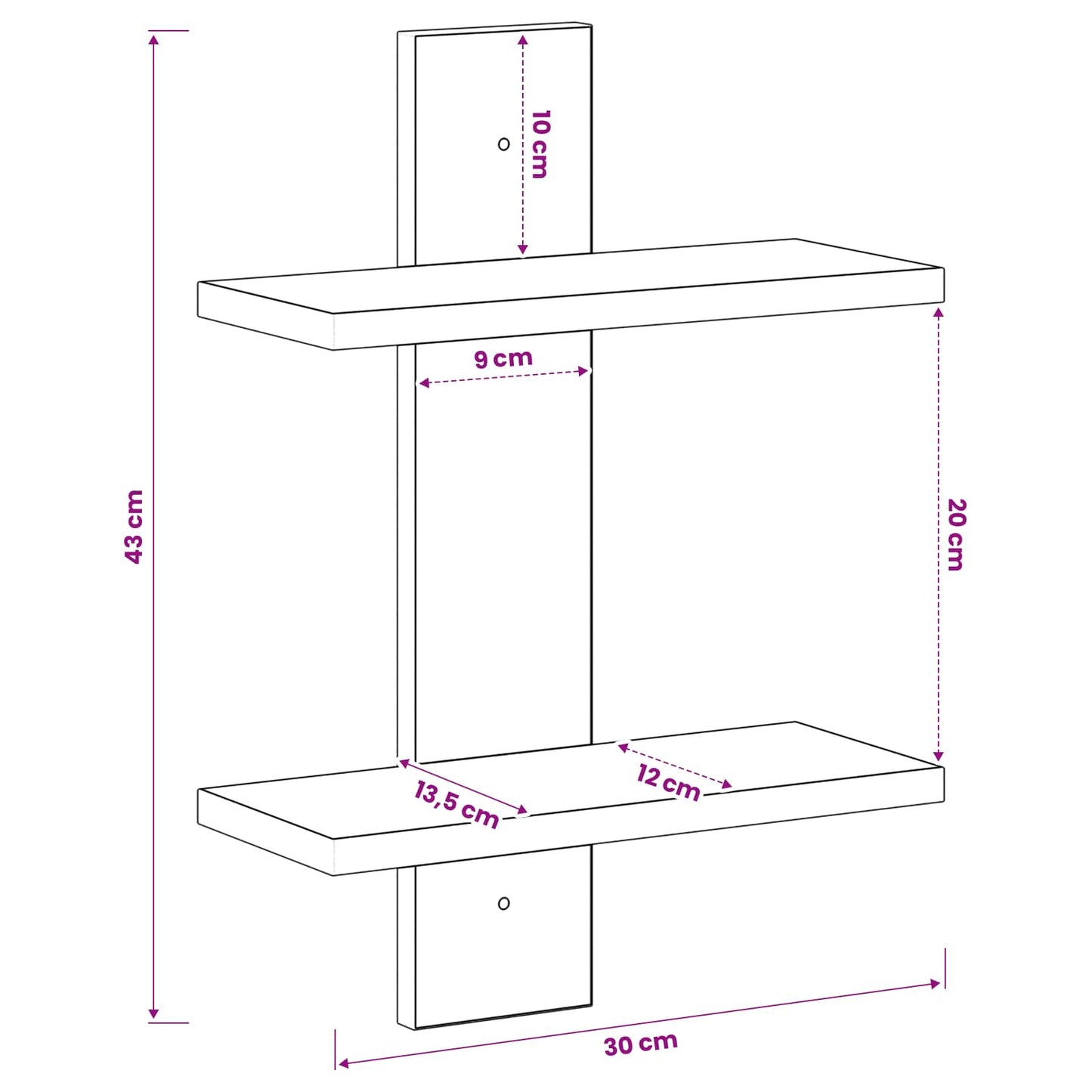 Wall Shelf Sonoma Oak 30 x 13.5 x 43 cm Engineered Wood