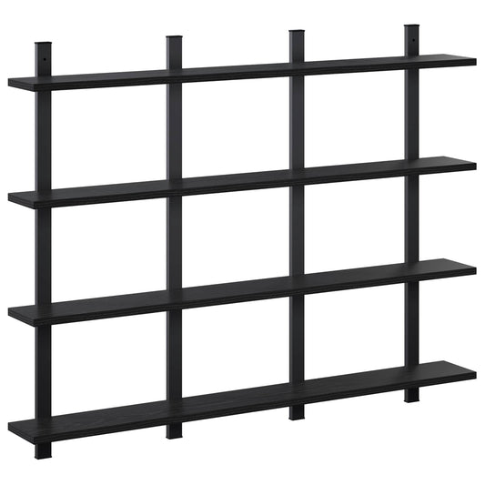 Wall Shelf Black Oak 102 x 13.5 x 80 cm Engineered Wood