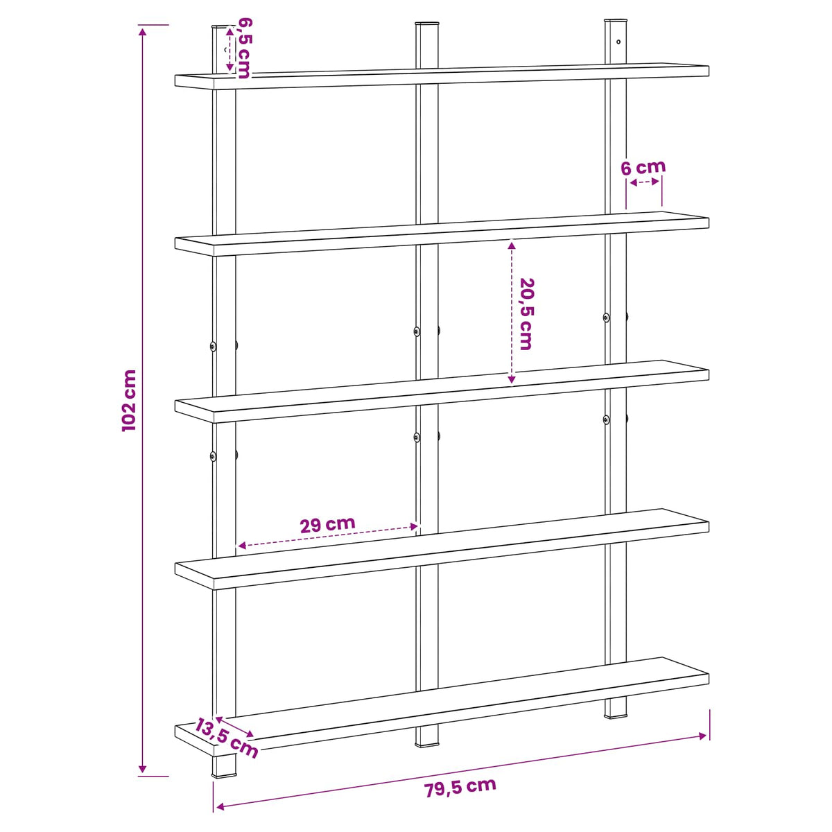 Wall Shelf Old Wood 79.5 x 13.5 x 102 cm Engineered Wood