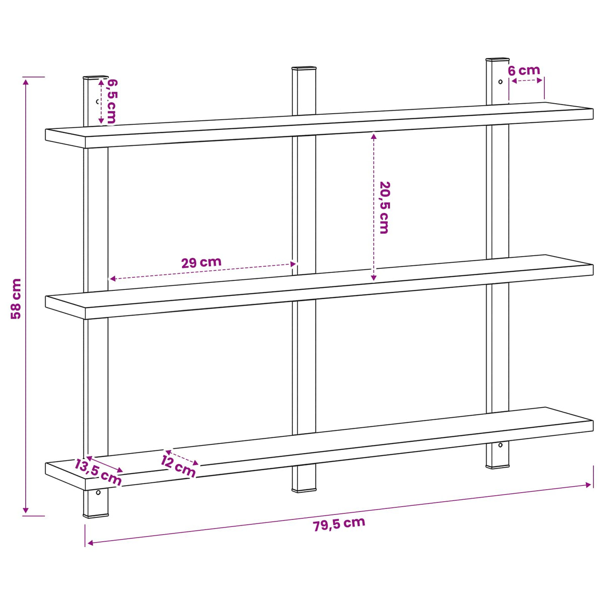 Wall Shelf Old Wood 79.5 x 13.5 x 58 cm Engineered Wood