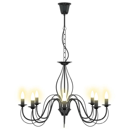Adjustable Chandelier E14 Metal Black Ø 78 x 101 cm
