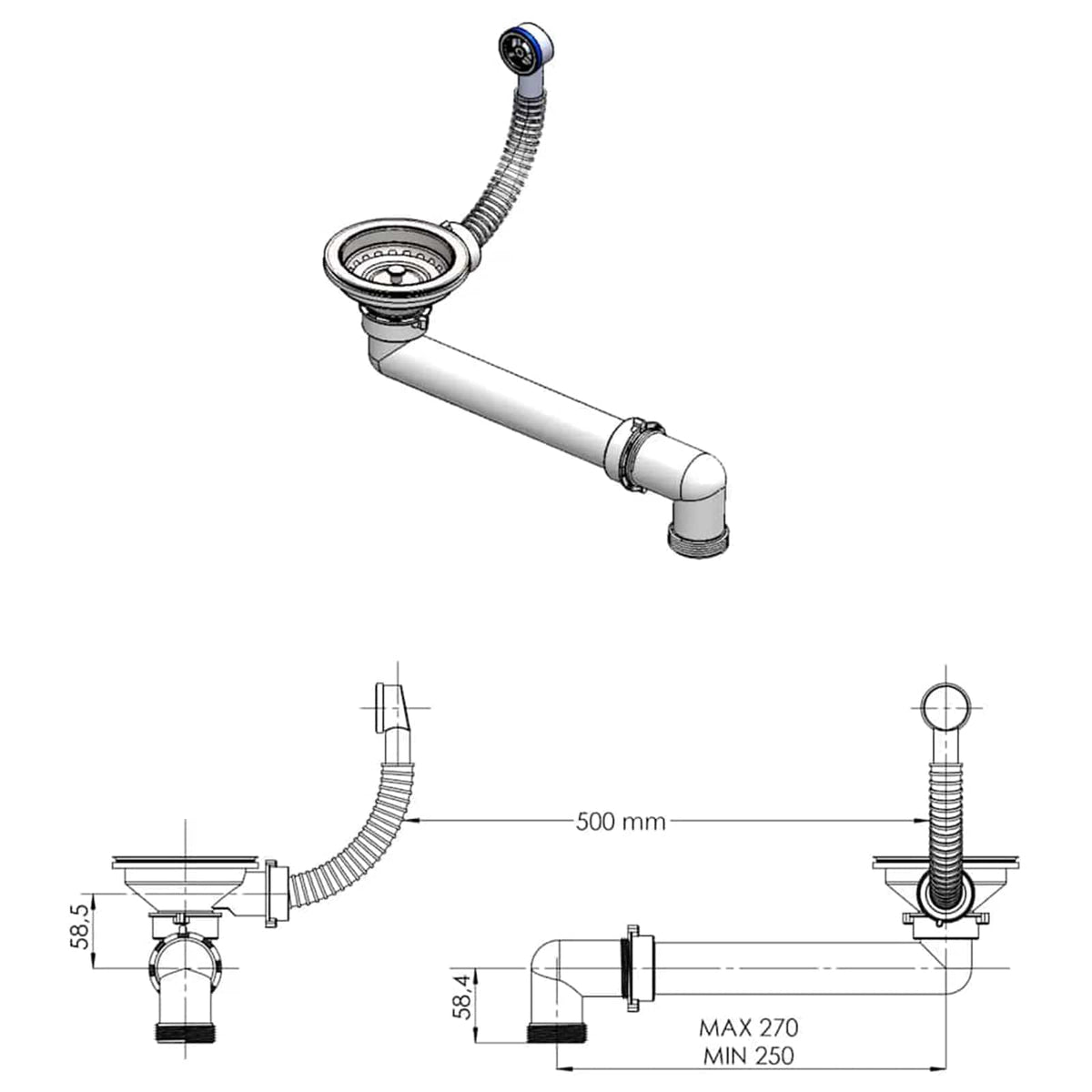 Kitchen Sink Single Basin Granite 60 x 51 x 30.5 cm Graphite