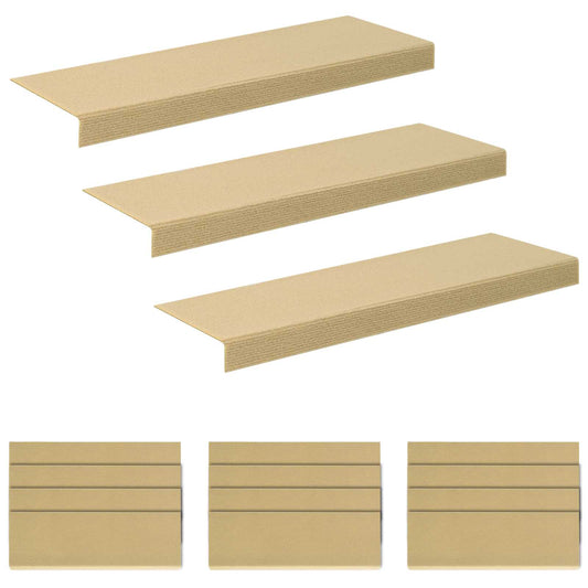 Stair Mats 15 pcs 65 x 21 x 4 cm Beige Polyester Rectangular