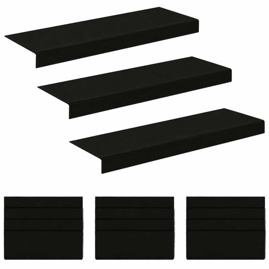 Stair Mats 15 pcs 65 x 21 x 4 cm Black Polyester Rectangular