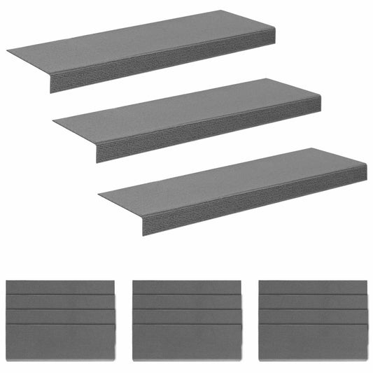 Stair Mats 15 pcs 65 x 21 x 4 cm Light Grey Polyester