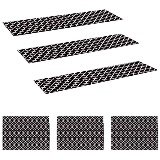 Stair Mats 15 pcs 76 x 20 cm Black and White Polyester