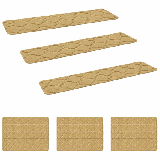 Stair Mats 15 pcs 76 x 20 cm Beige Polyester Rectangular
